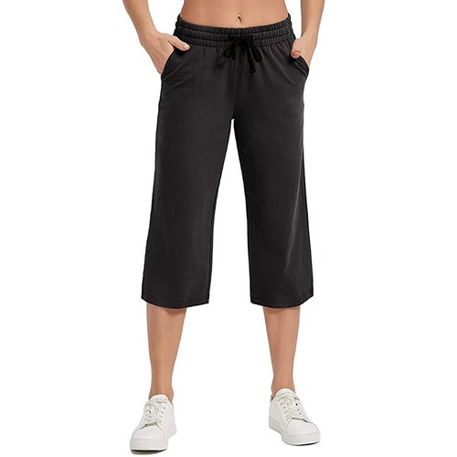 Damen Caprihose Freizeit Locker Jogginghose Weites Bein Crop Kordelzug Yoga Jogginghose - Bild 11 von 15