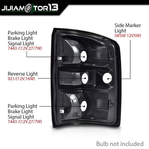 Fit For 2016-2019 GMC Sierra 2500 Smoke Tail Light Lamp Assembly Pair Left Right - Bild 6 von 9