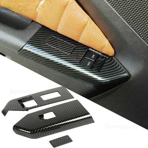 3X Carbon Fiber Window Lift Switch Button Panel Trim For 2010-2014 Ford Mustang - Bild 2 von 11