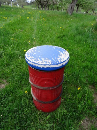 Sitzkissen Polster Verstärkt 60l Ölfass Barhocker Blechfass MetallfassFeuertone - Bild 2 von 7