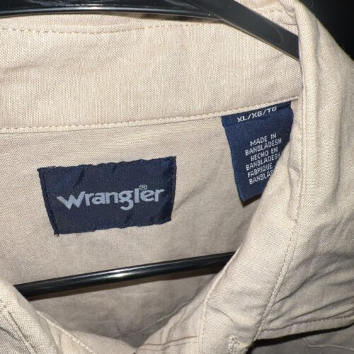 Wrangler NWT Khaki Pearl Snap Brush Popper XL Men’s Shirt Cowboy Cut Classic Fit - Picture 3 of 8