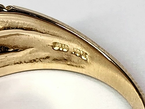 PRETTY 10ky Gold Wide Band Natural Oval Peridot 3-Stone Ring Sz 6 - Picture 11 of 14