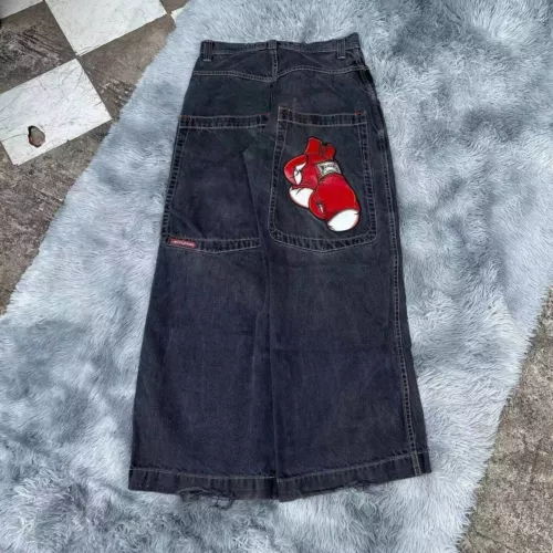 Unisex JNCO Hip-Hop Baggy Freizeit Skateboard Denim Retro weites Bein Hose Jeans - Bild 28 von 36