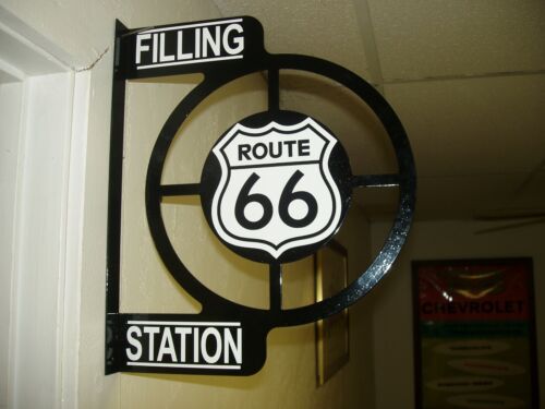 SEÑAL PUBLICITARIA DE BRIDA DE PARED NOSTÁLGICA DE LOS AÑOS 50 ROUTE 66 - Imagen 3 de 3