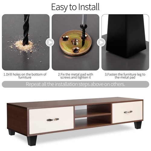 TURSTIN Set of 8 Furniture Legs 3 Inch Square Solid Wood Couch Legs Replacement - Picture 4 of 8