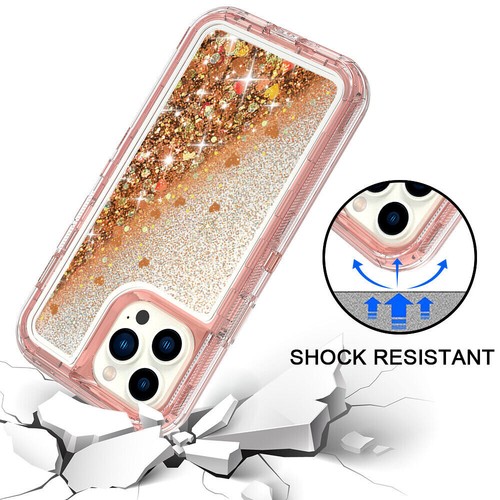 For iPhone 13 12 11 Pro Max Liquid Glitter Cover Girl Cute Case Shockproof Cover - Picture 6 of 20