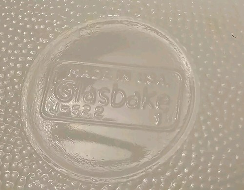 Vintage Glasbake Loaf Pan J-522 Green Greek/Roman Scene - Picture 3 of 3