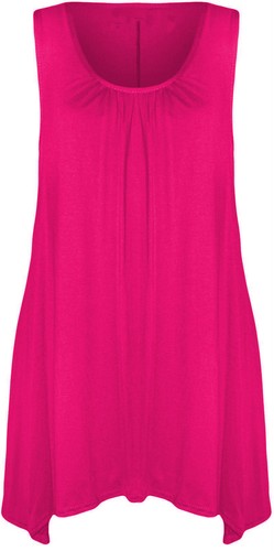 Lange TUNIKA WESTE Damen-T-Shirt mit Hankey Saum ärmellosem Schaufelausschnitt bedruckt TOP 8-26 - Bild 7 von 22