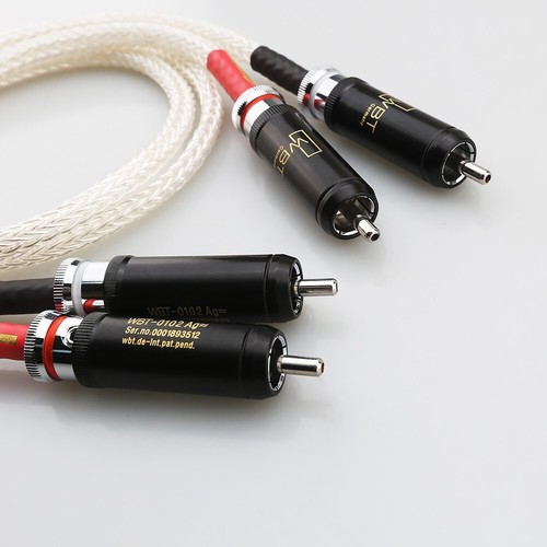 Par de líneas de cable de audio de alta fidelidad de plata pura suave de 16 núcleos RCA a RCA para amplificador AMP - Imagen 8 de 11