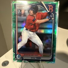 2024 BOWMAN CHROME KYLE TEEL 1ST ROOKIE LUNAR GLOW GREEN REFRACTOR SP RED SOX