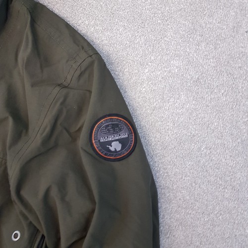 Napapijri Rainforest Mens Jacket Small Green Anorak Winter Fleece Lined Pull On - Picture 2 of 13