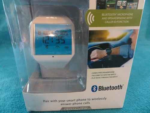 Crystalview BLUETOOTH Hands-Free Digital Watch with Microphone - WHITE - Picture 2 of 9