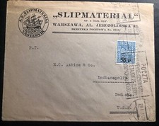 1935 Warsaw Poland Commercial Cover To Indianapolis IN USA