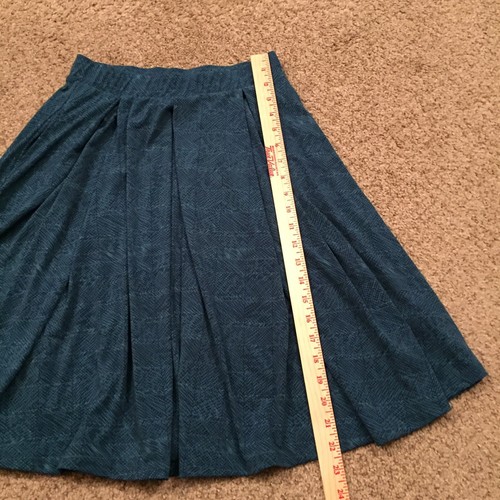 LuLaRoe Madison Skirt XS Blue Unlined Pull On Pleated Pockets - Picture 4 of 9