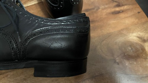 Joseph Cheaney Black Calf Leather Wingtip Brogues Shoes UK8 Made In England - Picture 10 of 11