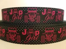 Grosgrain Ribbon Off Road 4 Wheel Drive Sports Truck Vehicle Pink Girl 7/8"