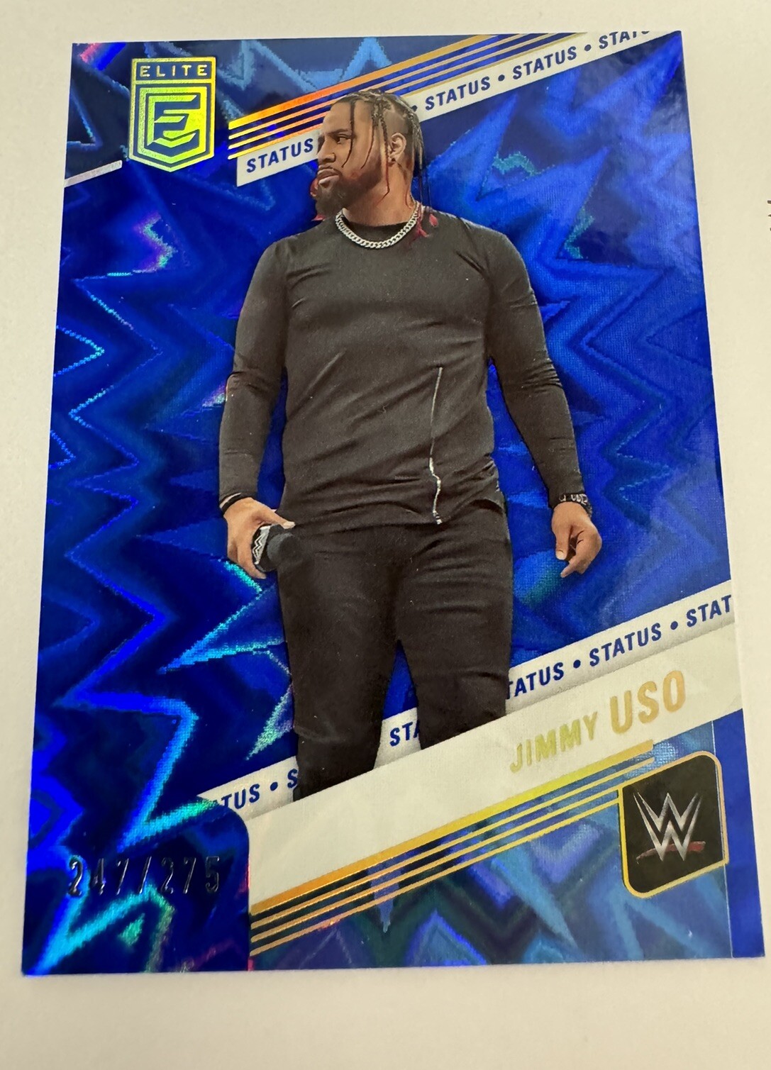2023 WWE Panini Donruss Elite Card #90 Jimmy Uso Blue Explosive #90 /275