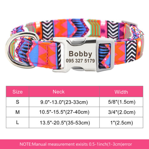 Personalisiert Hundehalsband mit Namen Telefonnummer Gravur Weiches Nylon S M L - Bild 11 von 18