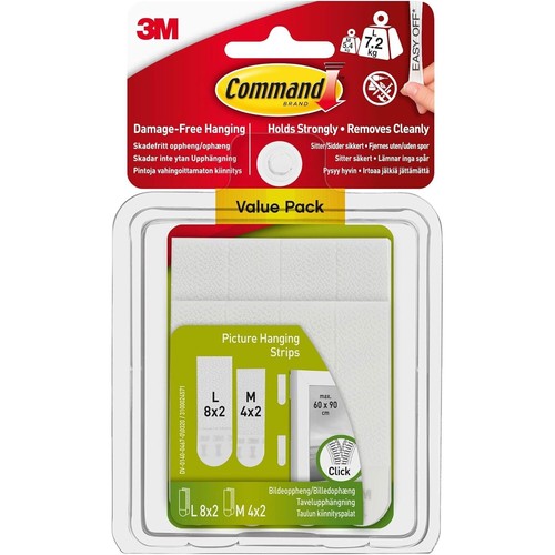 Tiras colgantes 3M Command paquete económico 4 pares medianas 8 pares grandes -17209 - Imagen 2 de 17