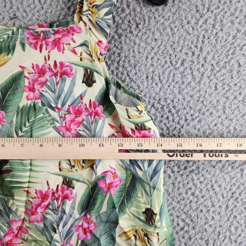 Guess Printed Poplin Tank Top Big Girls 12 Botanical Print Ruffle Back Button - Picture 7 of 16