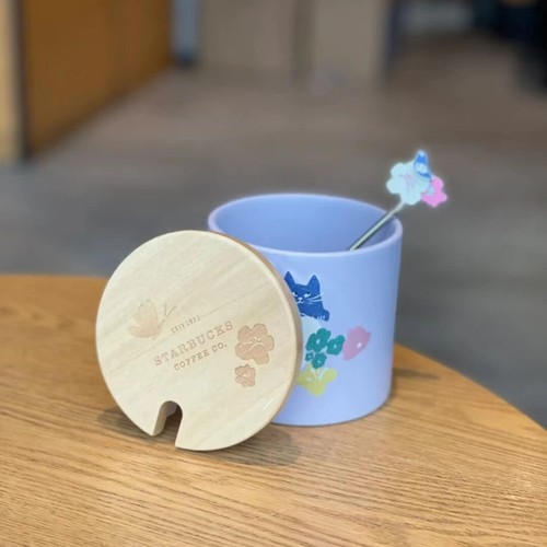Neu Starbucks 2023 China Summer 1 Enjoy Flowers Keramiktasse mit Löffeldeckel 414ml - Bild 6 von 7