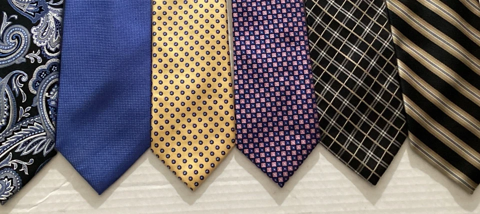 "Lote de 6 corbatas Chaps Ralph Lauren para hombre cachemir, lisas, rayas, foulard, 3,5""X58""" Foto 2 de 4