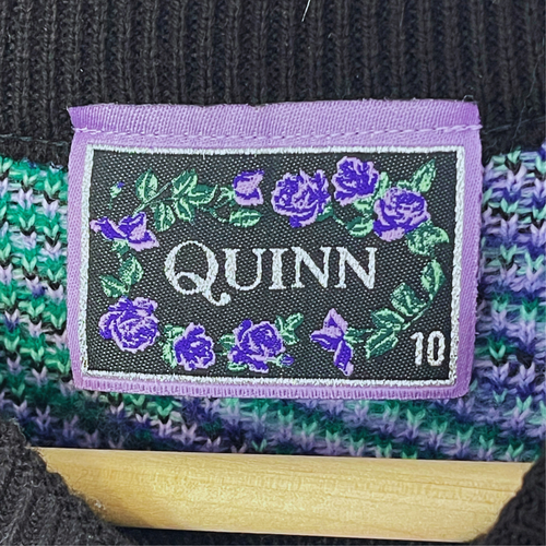 Richard Quinn Designer Floral Jacquard Sweater Womens Size 10 Purple Chunky Knit - Picture 6 of 9