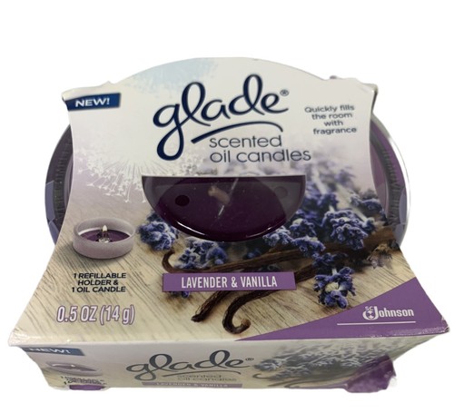 Glade Scented Lavender & Vanilla Oil Candle With Refillable Holder NOS 2010 - Picture 1 of 2