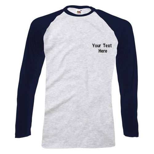 Personalised Embroidered Fruit of the Loom Long Sleeve Baseball T-Shirt Sports - Picture 6 of 10