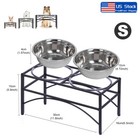 Elevated Raised Pet Dog Feeder Dish Stainless Steel Pet Food Water Stand Tray S