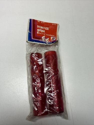 VINTAGE DORCY BICYCLE GRIPS 7/8 HANDLEBAR GRIPS RED METAL FLAKE NOS NICE - Picture 1 of 6