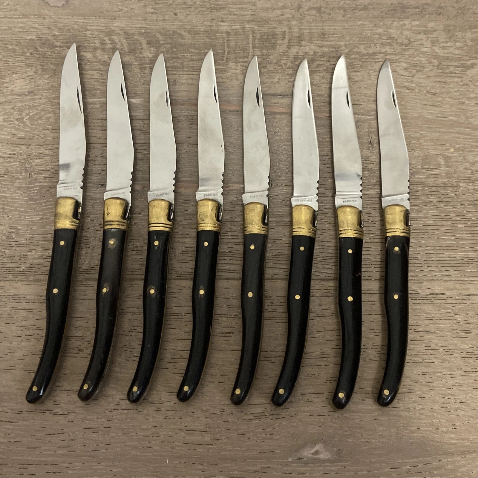 8 Piece Decorated Pakistani Steak Knife Set Black Ergonomic Knife Handle 9" Long