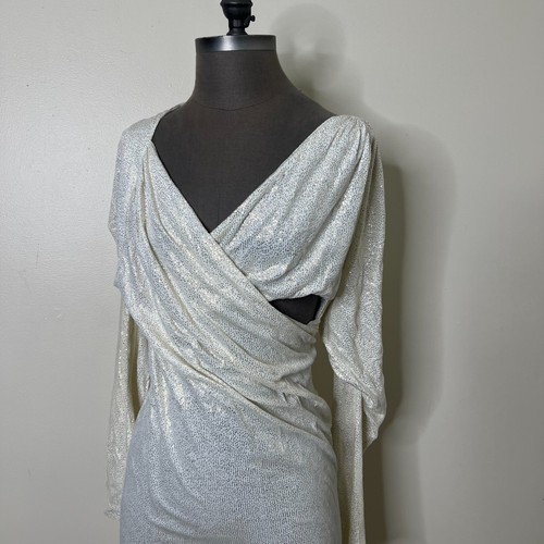 Vintage Moselle Beverly Hills Dress Size 2 Metallic Sparkle Cream Gold - Picture 4 of 8