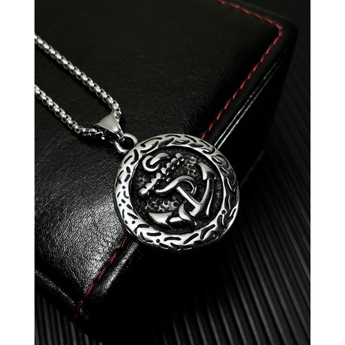 Collar Colgante Redondo Ancla Playa Surf Náutico Vintage Acero Inoxidable - Imagen 10 de 11