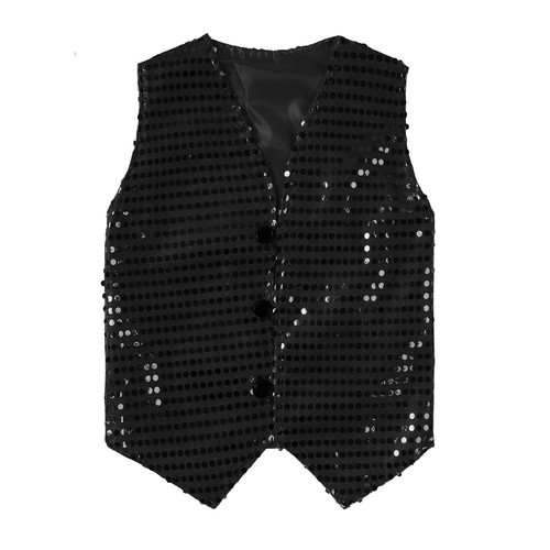 Kid Boys Girls Jazz Hip-Hop Dance Dazzled Jacket Sparkling Disco Club Shiny Vest - Picture 3 of 36