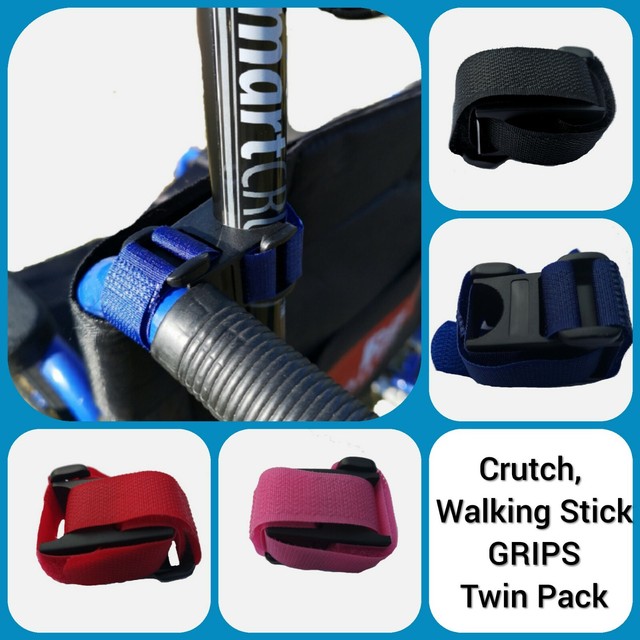 Walking Stick & Crutch Holder Grip for Wheelchair Rollator Walking Frame x2 Walking Stick & Crutch Holder Grip for Wheelchair Rollator Walking Frame x2