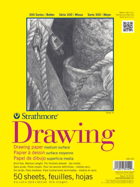 10 Sheets Strathmore 300 Series Black Canvas Pad 9x12 Glue Bound
