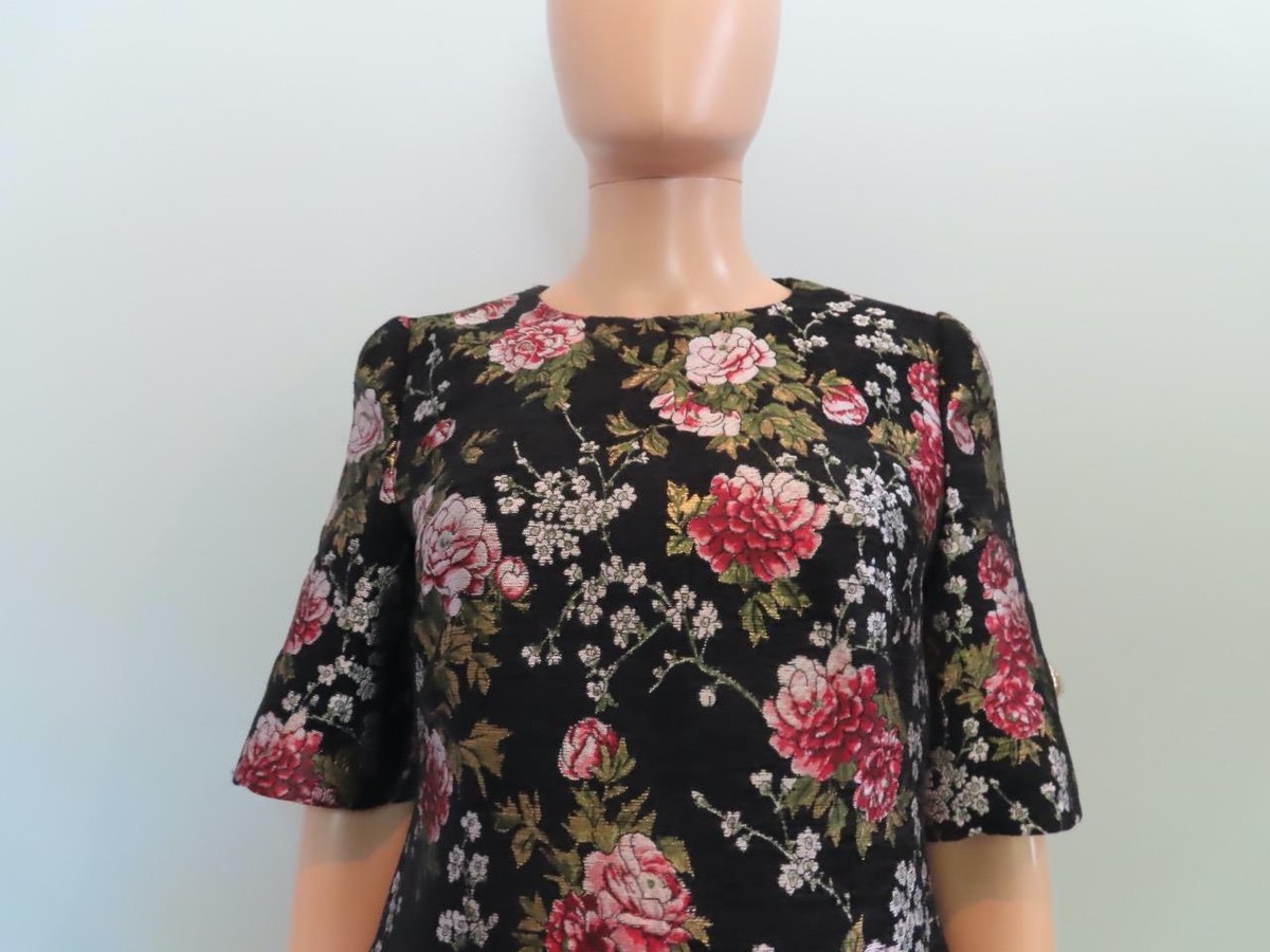 ワンピース Dolce & Gabbana ROSE EMBROIDERY SHORT DRESS Dolce & Gabbana Black Rose Flower Embroidered Short Dress