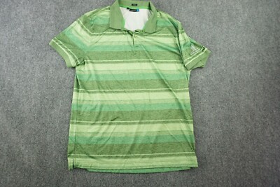 J.Lindeberg Shirt Mens 2XL Green Striped Polo Golf Wynn Golf Club Logo Slim Fit