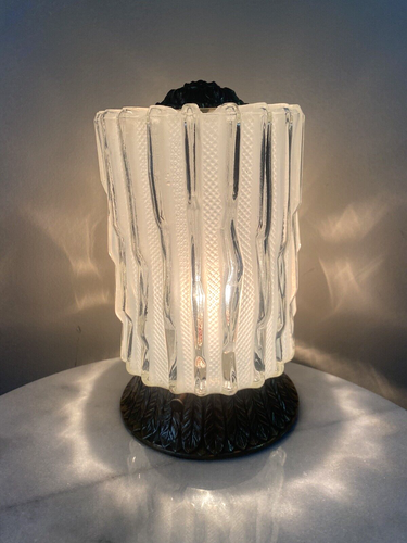 Vintage MCM Hollywood Regency Boudoir Art Deco Diva Bedroom Ceiling Glass Light