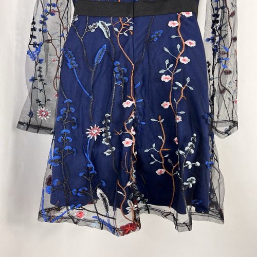 CBR Chic Boutique Rose Dress Women's Large Knee Length A-Line Embroidered Floral - Picture 8 of 12