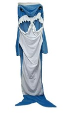 SHARK Blue blanket 34  Chest sleeping bag, hoodie FULL body Shark Teeth Costume