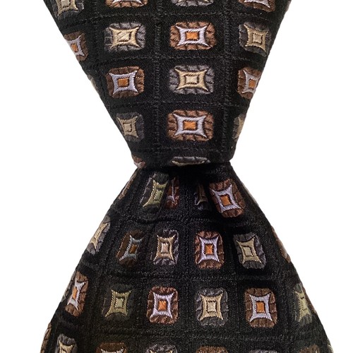 Hart Schaffner Marx Herren 100 % Seide Krawatte USA Designer Geometrisch Schwarz EUC