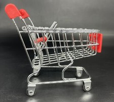 Red Handle Metal Shopping Cart Miniature Doll Toy Replica 4.5