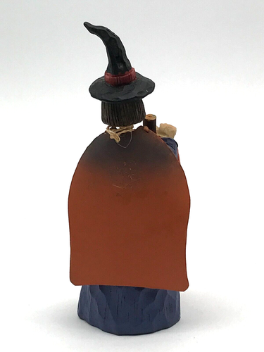 Halloween Resin Witch with Metal Orange Cape - Broken Hand ~8" - Picture 5 of 12