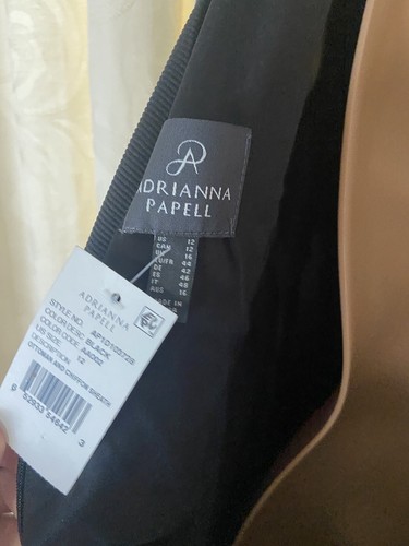 ADRIANNA PAPELL BLACK Shift DRESS Sheer Bell Sleeve SZ 12 NWT - Picture 5 of 5