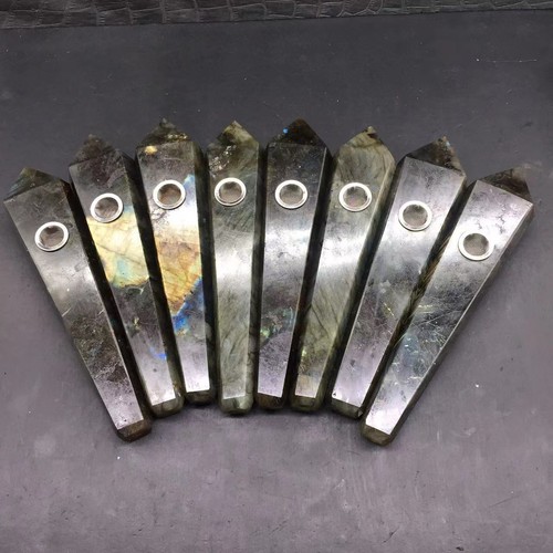 Langer natürlicher Regenbogen Labradorit Kristallquarz Rauchpfeife Heilstab 6,16 Zoll - Bild 3 von 14