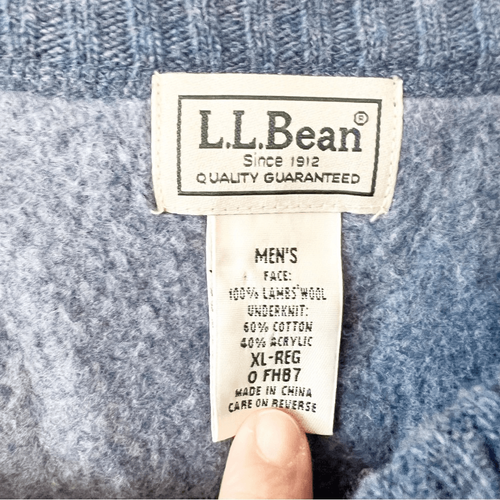 LL Bean Men’s Wool Sweater With Fleece Underknit Lining Size XL Eclectic Grandpa - Picture 4 of 9