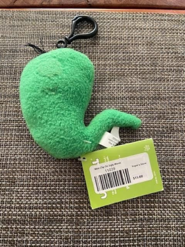 NOS Uglydoll Green Uglyworm new with tag 4" Clip on Keychain Horvath - Picture 2 of 2