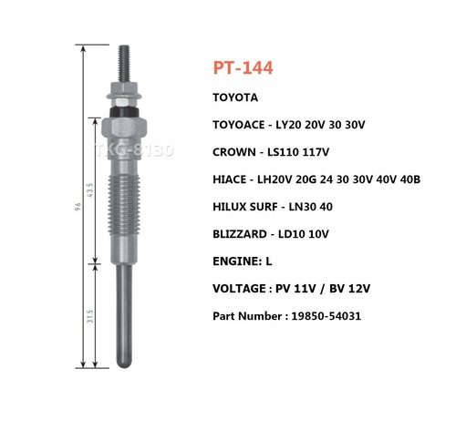 4pcs Glow Plugs 19850-56020 Use For TOYOACE TOYOTA CROWN HIACE HILUX BLIZZARD - Picture 2 of 7